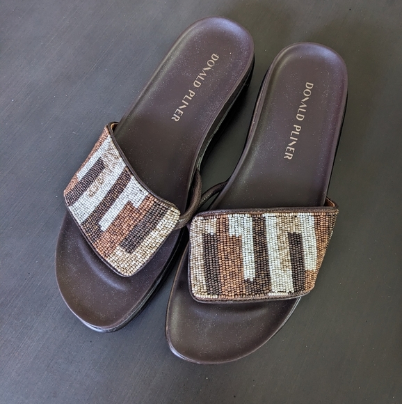 Donald J. Pliner Shoes - Donald Pliner brown beaded slide sandals